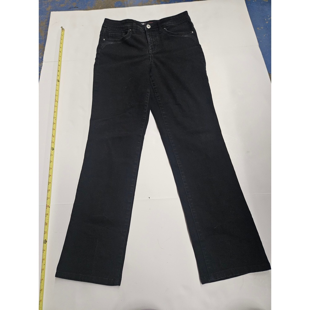 Style & Co Women Black Straight Leg Jeans Size 10 Mid Rise Stretch Denim